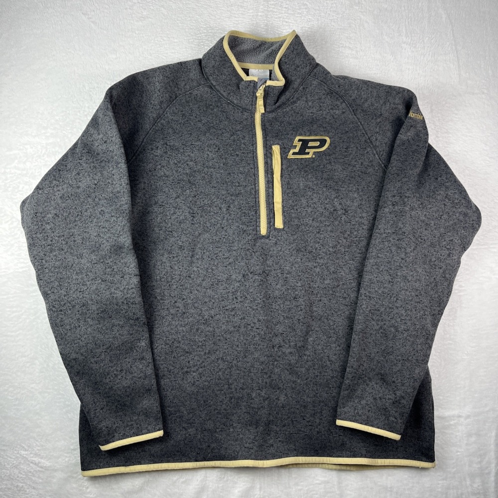 Columbia Sportswear Purdue Boilermakers Jacket Mens XL Gray Mock Neck 1/4 Zip